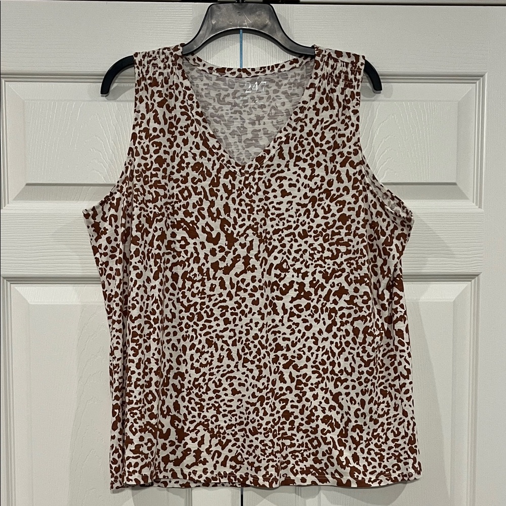 Maurices Brown and White Animal Print Tank Top